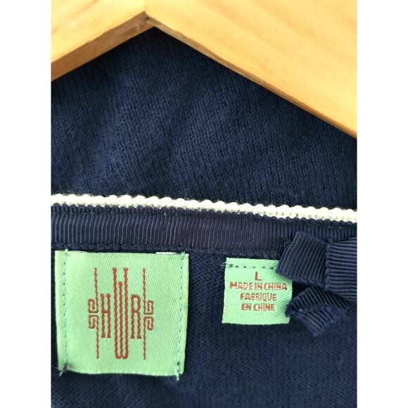 Anthropologie HWR Women's Navy Lace Cardigan Large Preppy Cottage Career - Picture 8 of 11